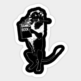 Lion Reading Book Sticker